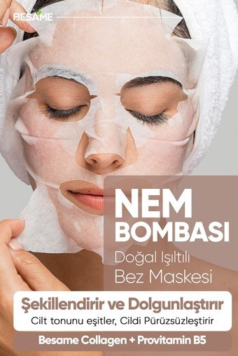 Besame Collagen Provitamin B5 Aloe Veralı Nemlendiricili Kağıt Yüz Maskesi 10 Adet