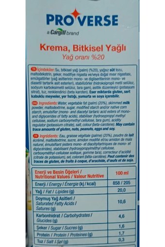 Cargill Proverse Yemeklik Krema 12x1 lt