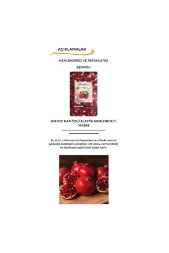 Seomou Red Pomegranate Elastic Mousturiz Mask Aloe Veralı Nemlendiricili Kağıt Yüz Maskesi 25 ml
