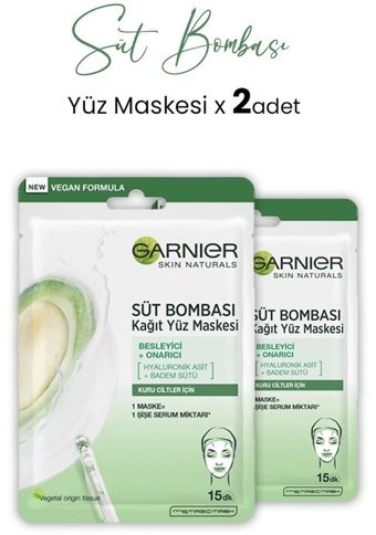 Garnier Badem Sütü Süt Bombası Kağıt Yüz Maskesi 2x28 gr