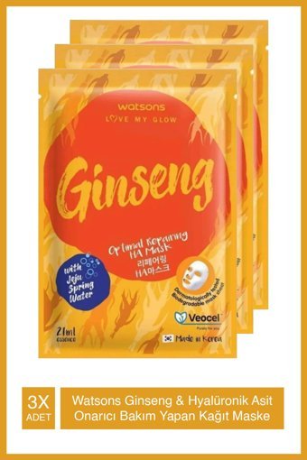 Watsons Veocel Gınseng Op Onarım Nemlendiricili Kağıt Yüz Maskesi 3x21 ml