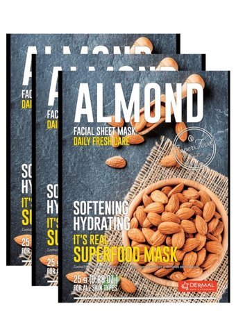 Dermal Badem Nemlendiricili Kağıt Yüz Maskesi 3x25 gr
