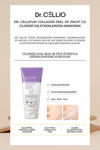 Dr. Cellıo Derma Lift Nemlendiricili Soyulabilir Krem Yüz Maskesi