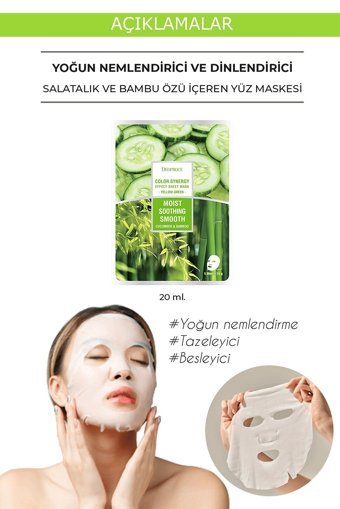 Deoproce Color Synergy Yellow Green Nemlendiricili Kağıt Yüz Maskesi 20 gr