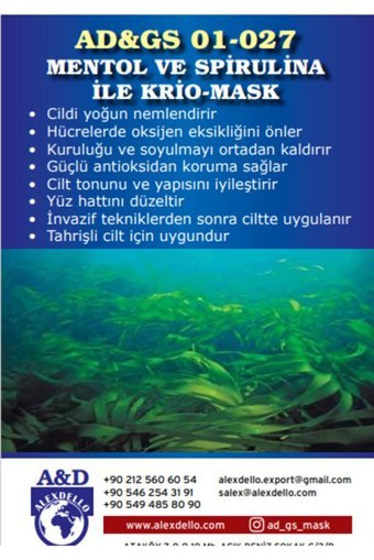 Alexdello Mentol Ve Spirulina Nemlendiricili Toz Yüz Maskesi