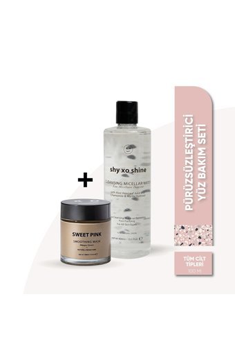 Shy Xo Shine Cleansing Micellare Water-Sweet Pink Killi Aloe Veralı Nemlendiricili Krem - Jel Yüz Maskesi 100 ml+ 400 ml