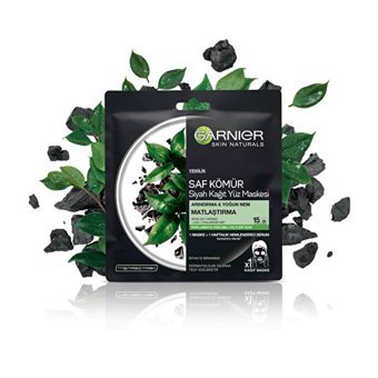 Garnier Saf Kömür Siyah Parlama Karşıtı Kağıt Yüz Maskesi