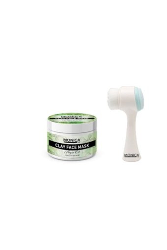Monicatime Argan Yağlı Killi Nemlendiricili Soyulabilir Jel Yüz Maskesi 50 ml + Monicatime Maske Fırça