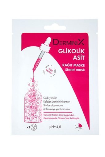 Derminix Glikolik Asit Nemlendiricili Kağıt Yüz Maskesi 3 Adet