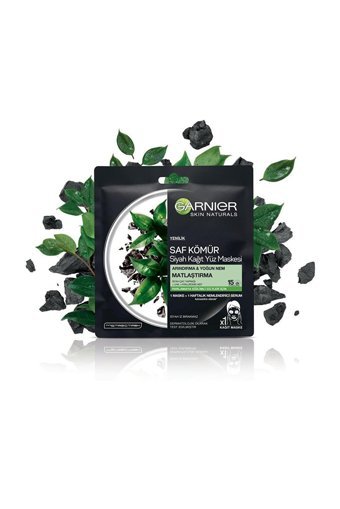 Garnier Saf Kömür Ve Siyah Çay Özlü Nemlendiricili Kağıt Yüz Maskesi 3 Adet