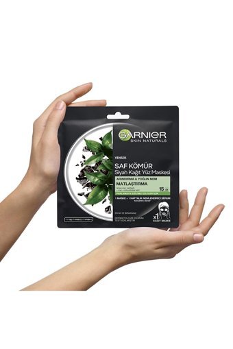 Garnier Saf Kömür Ve Siyah Çay Özlü Nemlendiricili Kağıt Yüz Maskesi 3 Adet