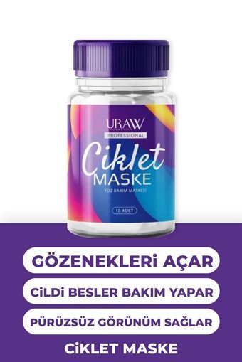Uraw Ciklet Nemlendiricili Kağıt Yüz Maskesi 10 Adet