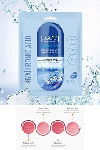 Jigott Real Ampul Hyaluronic Acid Nemlendiricili Kağıt Yüz Maskesi