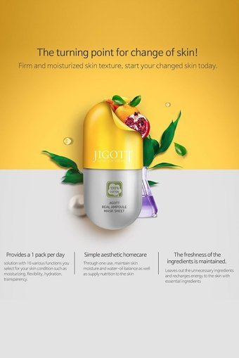 Jigott Real Ampul Hyaluronic Acid Nemlendiricili Kağıt Yüz Maskesi