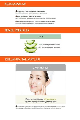Missha Pocket Pack Aloe Veralı Nemlendiricili Jel Yüz Maskesi 10 ml