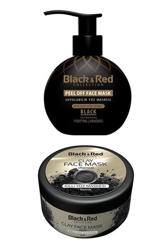 Black & Red Siyah+Kömür Özlü Killi Soyulabilir Krem Yüz Maskesi 250 ml+400 gr