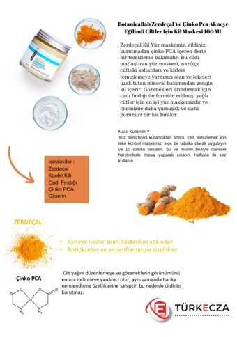 Botanical Lab Zerdeçal Leke Kontrolü Killi Krem Yüz Maskesi 100+200 ml