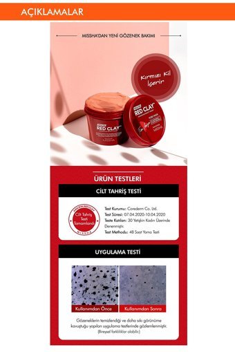 Missha Red Clay Pore Killi Jel Yüz Maskesi 110 ml