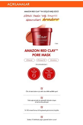 Missha Red Clay Pore Killi Jel Yüz Maskesi 110 ml