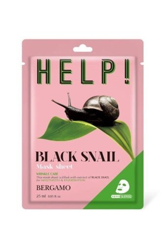 Bergamo Black Snail Özü Nemlendiricili Kağıt Yüz Maskesi
