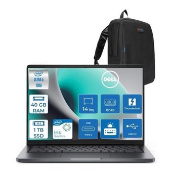 Dell Pro 14 Intel Core 5 120U 40GB Ddr5 1tb SSD Intel Graphics 14" Fhd+ IPS 300NITS Ubuntu Taşınabilir Bilgisayar PC14250C516520F14 + Zettaçanta - 1 TB - 40 GB