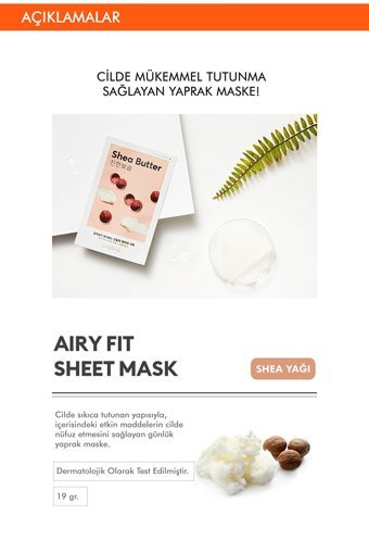 Missha Airy Fit Shea Yağı Özlü Nemlendiricili Soyulabilir Kağıt Yüz Maskesi