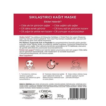 L'Oreal Paris Yaş Uzmanı 40+ Nemlendiricili Kağıt Yüz Maskesi