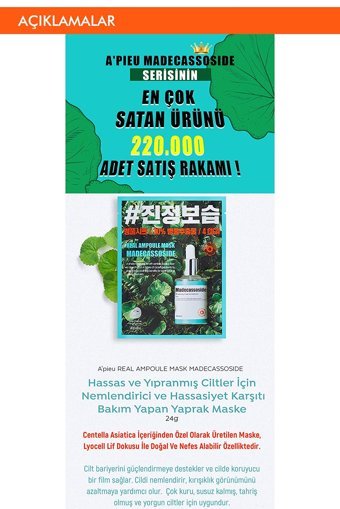 Missha Madecassoside Real Nemlendiricili Soyulabilir Kağıt Yüz Maskesi