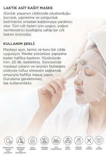 Derminix Laktik Asit Nemlendiricili Kağıt Yüz Maskesi 5 Adet