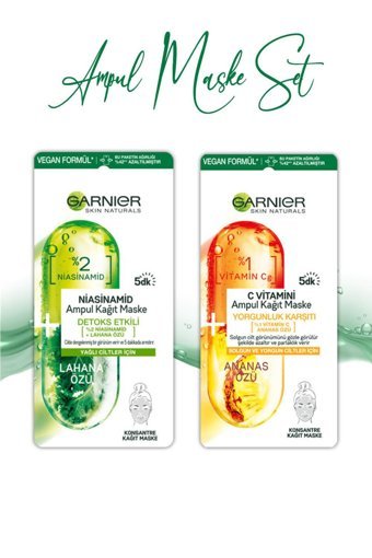 Garnier Yorgunluk Karşıtı C Vitamini +Detox Etkili Kağıt Yüz Maskesi 2x15 gr
