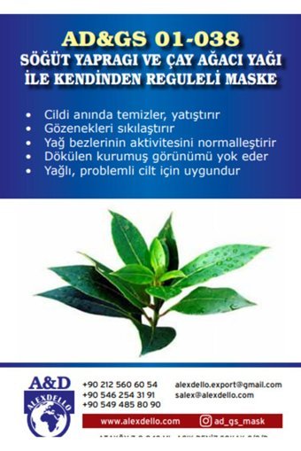 Alexdello Söğüt Yapragı Ve Çay Ağacı Yağ Nemlendiricili Toz Yüz Maskesi