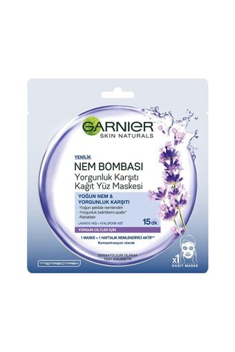 Garnier Lavanta Yağı Ve Hyaluronik Asit İçeren Yorgunluk Karşıtı Nemlendiricili Kağıt Yüz Maskesi