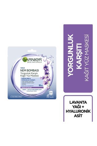 Garnier Lavanta Yağı Ve Hyaluronik Asit İçeren Yorgunluk Karşıtı Nemlendiricili Kağıt Yüz Maskesi