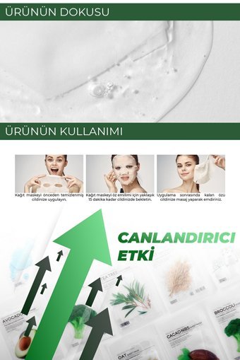 Tenzero Brokoli Şeffaf Pamuk Maske Kore Nemlendiricili Soyulabilir Kağıt Yüz Maskesi 10 Adet