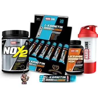 Hardline Nutrition Limon Aromalı L-Karnitin 20 Shot + Nox 2 + Glukozamin MSM + Shaker
