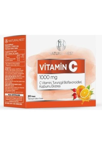 Naturalnest Vitamin C Kuşburnu Portakal Turunçgil Yetişkin 20 Adet