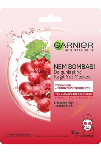 Garnier Nem Bombası Dolgunlaştırıcı Nemlendiricili Kağıt Yüz Maskesi 32 gr