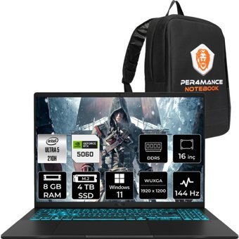 Asus Vivobook 16 Intel Core 5 210H 16GB 4tb SSD RTX5060/8GB 16" Fhd+ 144Hz Fdos Taşınabilir Bilgisayar & Per4 Çanta V3607VMRP049P310 - 4 TB - 16 GB