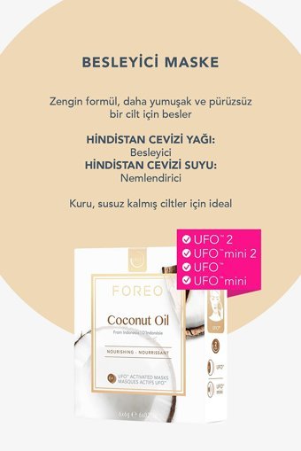 Foreo Coconut Oil Besleyici Nemlendiricili Kağıt Yüz Maskesi 6 Adet