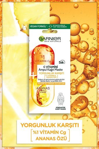Garnier C Vitamini Ampul Nemlendiricili Kağıt Yüz Maskesi