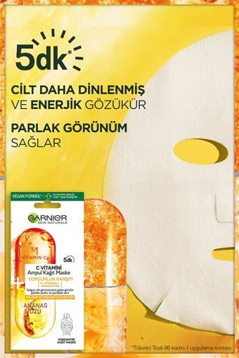 Garnier C Vitamini Ampul Nemlendiricili Kağıt Yüz Maskesi