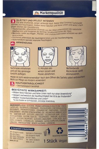 Balea Seramid & Argan & Hyaluronik Asit Nemlendiricili Kağıt Yüz Maskesi