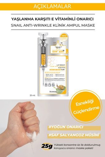 Deoproce Snail Anti Wrinkle Nemlendiricili Kağıt Yüz Maskesi 25 ml
