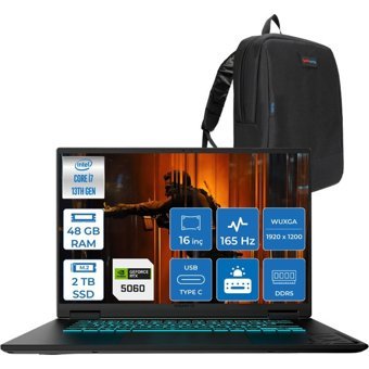 Gıgabyte Gamıng A16CVH Intel® Core™ I7-13620H Ddr5 48GB 2tb SSD 16INÇ 8GB/RTX5060 IPS Wuxga (1920X1200) 165Hz, 300NITS Freedos Gaming Laptop WA16CVHF21+ZETTAÇANTA - 2 TB - 48 GB