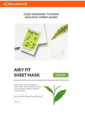 Missha Airy Fit Yeşil Çay Özlü Nemlendiricili Soyulabilir Kağıt Yüz Maskesi