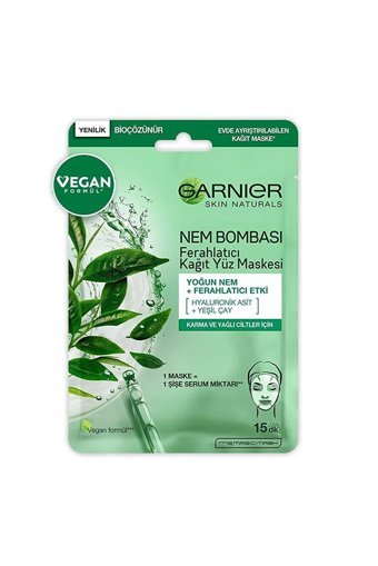 Garnier Nem Bombası Ferahlatıcı Nemlendiricili Kağıt Yüz Maskesi 28 gr
