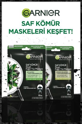 Garnier Siyah Çay Kömürlü Nemlendiricili Kağıt Yüz Maskesi