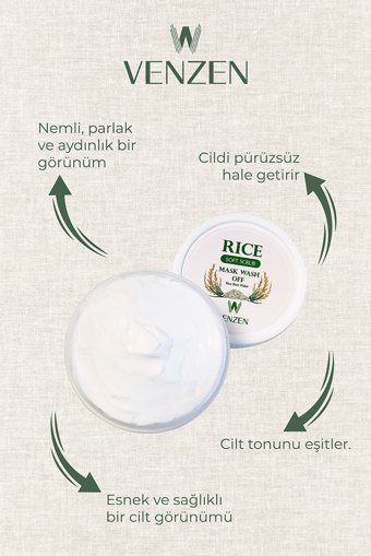 Venzen Rice Nemlendiricili Krem Yüz Maskesi