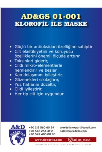 Alexdello Klorofil Nemlendiricili Toz Yüz Maskesi