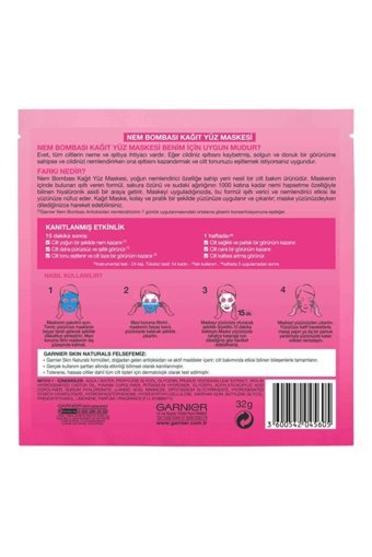 Garnier Sakura Nemlendiricili Kağıt Yüz Maskesi